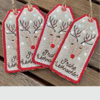 'Frohe Weihnachten'-Geschenkanhänger aus Leinen und Jute für deine Weihnachtsgaben Bild 1
