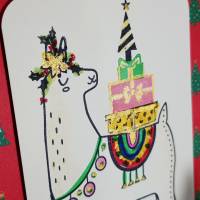 Bunt fröhlich Gruß -Karte Lama Pakete Weihnachtskarte Handmade handcoloriert Bild 2