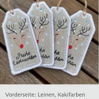 'Frohe Weihnachten'-Geschenkanhänger aus Leinen und Jute für deine Weihnachtsgaben Bild 1