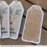 'Frohe Weihnachten'-Geschenkanhänger aus Leinen und Jute für deine Weihnachtsgaben Bild 2