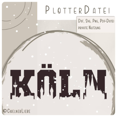 Plotterdatei Kölner Skyline – Schatten-Design mit allen Wahrzeichen der Stadt