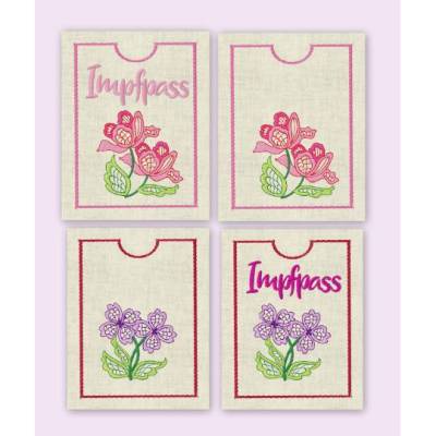 Stickdatei Impfpass In the Hoop Blumen Arzt Impfen 633/1 Maschinenstickerei