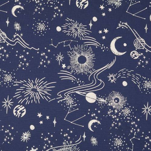 Baumwolljersey mit silber Glitzer Universum Weltall  Oeko-Tex Standard 100(1m/14,-€)