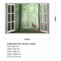 217 Wandtattoo Fenster - Wald Hirsch im Nebel - in 5 versch. Größen Bild 2