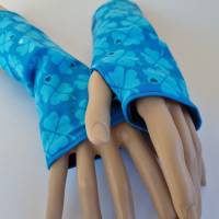 Armstulpen mit Daumenloch - wendbar - in türkis-blau "Klee" von he-ART by helen hesse Bild 2