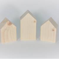 Holzhäuschen 3er-Set / naturbelassen / Häuser aus Holz / Holzhäuser zum Bemalen Bild 3