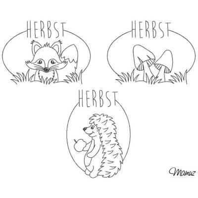 * Herbst Igel Fuchs Pilz - SET * Stickdatei, 3 Dateien je 13 x 18