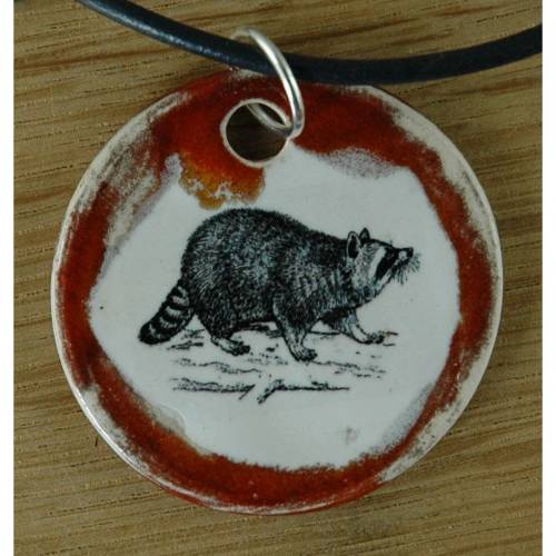 Orgineller Keramik-Anhänger "Waschbär" ; Tier, Wald