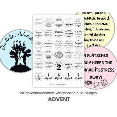 ADVENT Teelicht - Botschaften Teelicht Vorlagen Bilder für Teelichter digitale Datei zum Selbstausdrucken