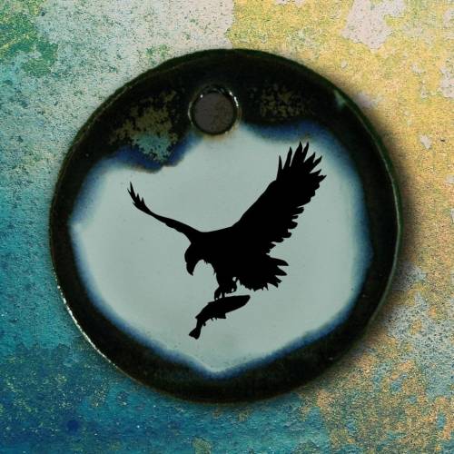 Orgineller Keramik Anhänger Adler. Raubvogel Vogel Geschenk Halskette  Schmuck Amulett verstellbare Kette Talisman Souve