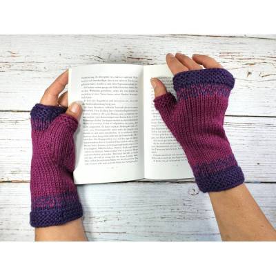 fingerlose Handschuhe gemustert Rotviolett