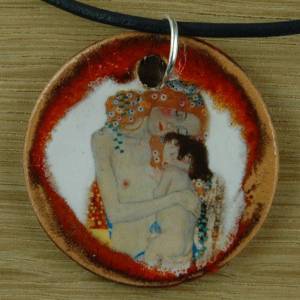 Orgineller Keramik Anhänger mit Detail aus Die 3 Lebensalter von Gustav Klimt. Jugendstil, art nouveau, Kunstdruck, Gemä Bild 1