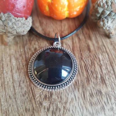 schwarzer Anhänger Cabochon 20mm 