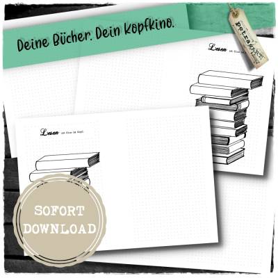 Lesen ist Kino im Kopf / Bücherstapel - zum Heft faltbar oder zum Lochen *SOFORT DOWNLOAD*