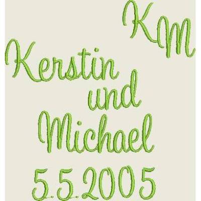 Stickdatei ca. 40mm Buchstaben Schrift, Schönschrift  Set 397 Monogramm