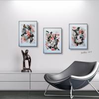 Modernes 3-teiliges Set  Acrylbilder aus der Serie Balance, ungerahmt, abstrakt, Rot, Schwarz und Gold, Wandkunst Bild 1
