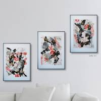 Modernes 3-teiliges Set  Acrylbilder aus der Serie Balance, ungerahmt, abstrakt, Rot, Schwarz und Gold, Wandkunst Bild 5