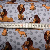 Baumwolljersey kleiner Löwe Babylöwe und Papa-Löwe auf grau von Glünzstoffe Kinderstoffe Shirt Meterware Bild 3