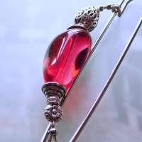 Schalnadel rot silber böhmisches Glas, 10cm lange Kiltnadel mit großem Glasnugget Bild 3