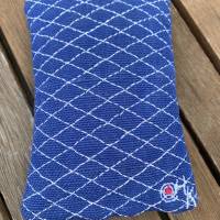Taschentücher-Tasche - TaTüTa - für herkömmliche Papiertaschentücher - Leinen blau mit bunten Dots Bild 5