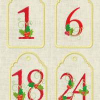 Stickdatei  Anhänger Zahlen  für Adventskalender Weihnachten Bild 1