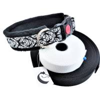 Hundehalsband Barock 45-50 cm verstellbar Halsband schwarz weiß silber verstellbar Bild 2