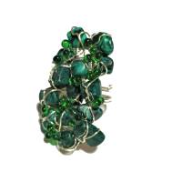 Ring Malachit grün 50 x 430 MIllimeter große freeform Boho handgemacht wirework silberfarben Bild 6
