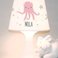 Kinderlampe Schlummerlampe "Oktopus mit Namen" Krake, Tintenfisch ,personalisierbare Tischleuchte mit Wunschname Bild 2