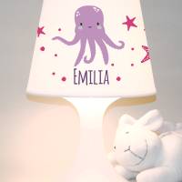 Kinderlampe Schlummerlampe "Oktopus mit Namen" Krake, Tintenfisch ,personalisierbare Tischleuchte mit Wunschname Bild 4