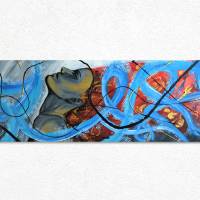Abstraktes Porträt in Graffiti-Stil Welle | Original Acrylgemälde in kräftigen Farben | rot blau gold | Wandbild Unikat Bild 1