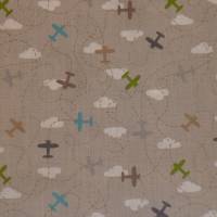 10,10 EUR/m Stoff Baumwolle - Flieger, Flugzeuge auf beige, Kinderstoff Bild 1