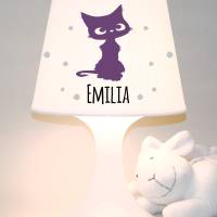 Kinderlampe Schlummerlampe "Katze mit Namen" personalisierbare Tischleuchte mit Wunschname Bild 2