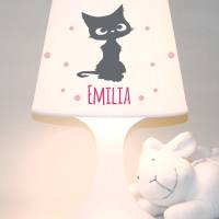 Kinderlampe Schlummerlampe "Katze mit Namen" personalisierbare Tischleuchte mit Wunschname Bild 3