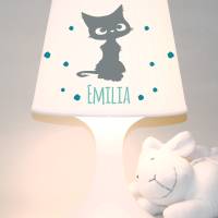 Kinderlampe Schlummerlampe "Katze mit Namen" personalisierbare Tischleuchte mit Wunschname Bild 4
