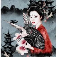 Reispapier - Motiv Strohseide - A4 - Decoupage - Vintage - Shabby - Japan - Geisha - Asia - 19243 Bild 1