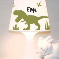 Kinderlampe Schlummerlampe "Dinosaurier mit Namen" T-Rex, personalisierbare Tischleuchte mit Wunschname Bild 1