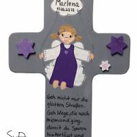 Schutzengelkreuz Mädchen  Taufkreuz, Kinderkreuz Geschenk zur Taufe / Geburt Bild 1
