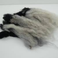 20 Gramm gefärbte Leicester Longwool Locken schwarz-grau, Puppenhaare, zum Weben, Spinnen, Filzen, Basteln Bild 2