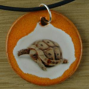 Orgineller Keramik Anhänger "Schildkröte"; Tier Griechenland Geschenk, Kette, Schmuck, Herren, Kinder, Damen, Mä Bild 1