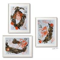 Modernes 3-teiliges Set  Acrylbilder aus der Serie Balance, ungerahmt, abstrakt,Orange und Braun, Wandkunst Bild 5