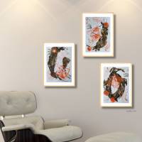 Modernes 3-teiliges Set  Acrylbilder aus der Serie Balance, ungerahmt, abstrakt,Orange und Braun, Wandkunst Bild 6