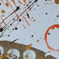 Modernes 3-teiliges Set  Acrylbilder aus der Serie Balance, ungerahmt, abstrakt,Orange und Braun, Wandkunst Bild 8