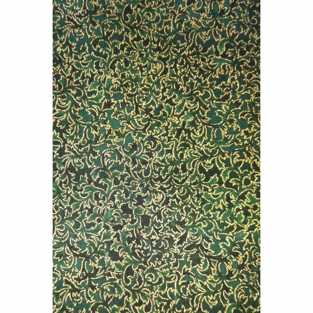 Patchworkstoff kleine Blättchen mit gold auf grünem Untergrund , Fusions D 6644 - 29 Robert Kaufmann Nr. 12 Bild 1