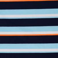 14,90 Euro/m Jersey Ringel, Streifen,Blockstreifen, blau, weiß, orange Bild 1