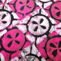 echter Wachsbatik-Stoff - handgebatikt in Ghana - Tie Dye - 50 cm - pink weiß-grau - Baumwolle
