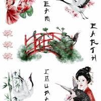 Reispapier - Motiv Strohseide - A4 - Decoupage - Vintage - Shabby - Japan - Geisha - Asia - 19245 Bild 1