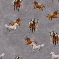 Softshell mit  Fleece-Abseite  Pferde grau ( 1m/14,00€ ) Bild 1