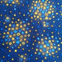 Patchworkstoff, blau melierter Quiltstoff mit feinen Goldtüpfelchen - Woodrow Studio Nr. 052 Bild 7