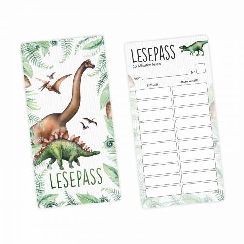 Lesepass Dinosaurier Lesezeichen zum lesen üben Grundschule