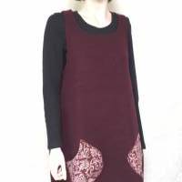 Bio-Walkkleid/ Pullunder-Kleid aus flauschigem, burgunderfarbenen Bio-Wollwalk, Gr. M-L Bild 1